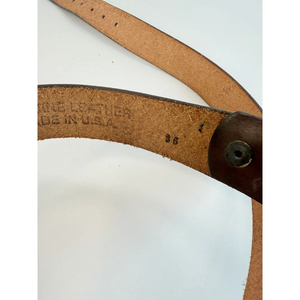 Hand Tooled Leather Flying Eagle Belt Made USA Patriotic America Size 36